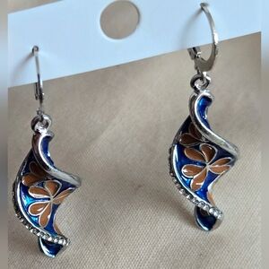 Blue And Orange Twisted Earrings